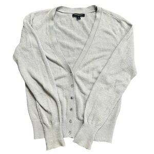 Banana Republic Womens Cardigan Sweater‎ Silver Metallic Angora Blend S